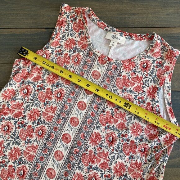 Style & Co Printed Sleeveless Floral Summer Flip Flop Dress Coral - Size M (VV) - Picture 6 of 10